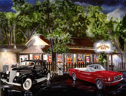 Red Mustang and 1936 Ford